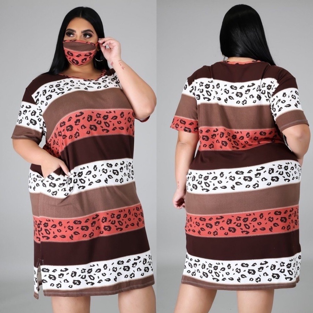 Plus -Striped Lounge Dress